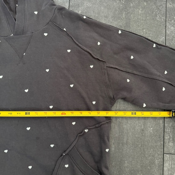 Sundance Heart Embroidered Hoodie Dark Grey Pullover Small Raw Seam Boho - Picture 5 of 7